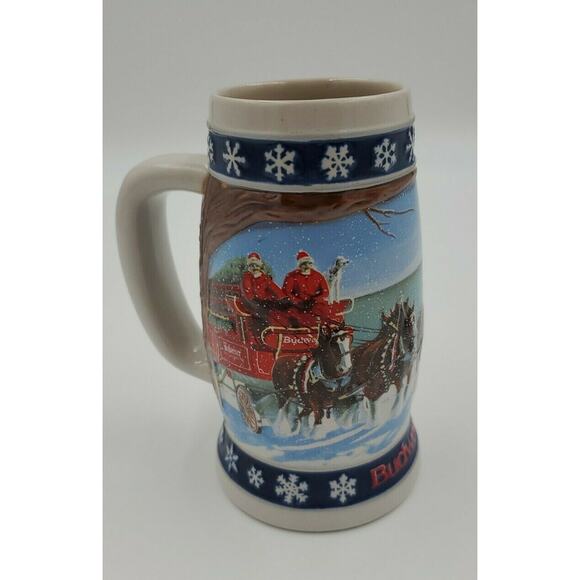 Vintage Anheuser Busch BUDWEISER 1995 Clydesdale Annual HOLIDAY BEER STEIN Mug - Picture 1 of 7